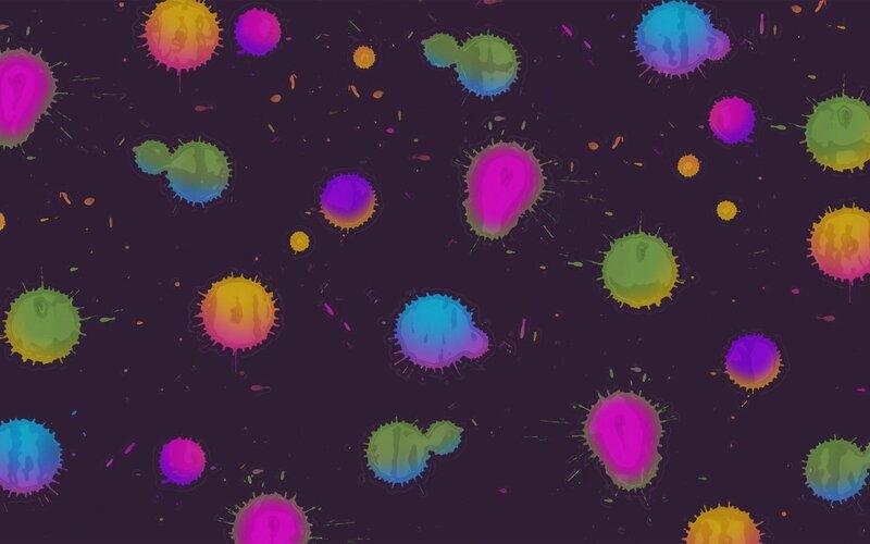 Colorful Paint Splatters — Purple, Vibrant, Abstract, Dots