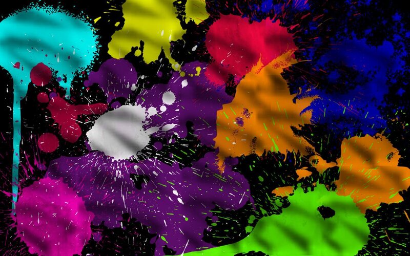 Colorful Paint Splatters — Purple, Vibrant, Abstract, Splashes