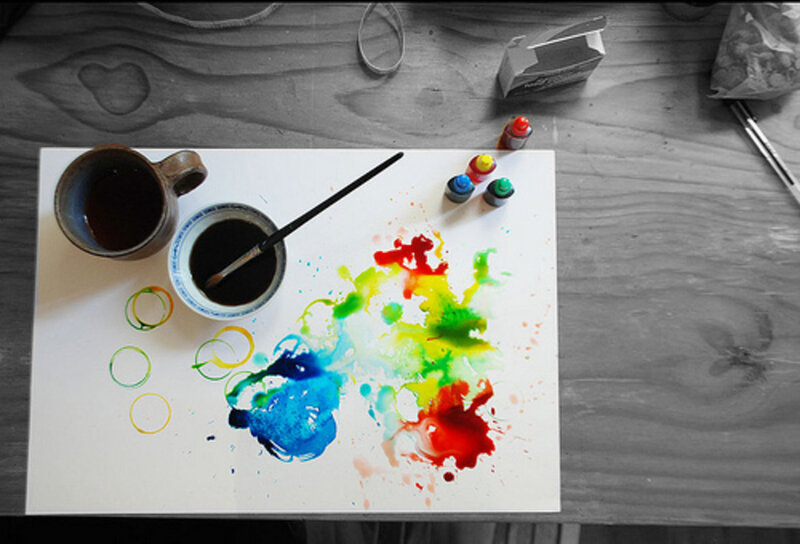 Colorful Paint Splatters — White