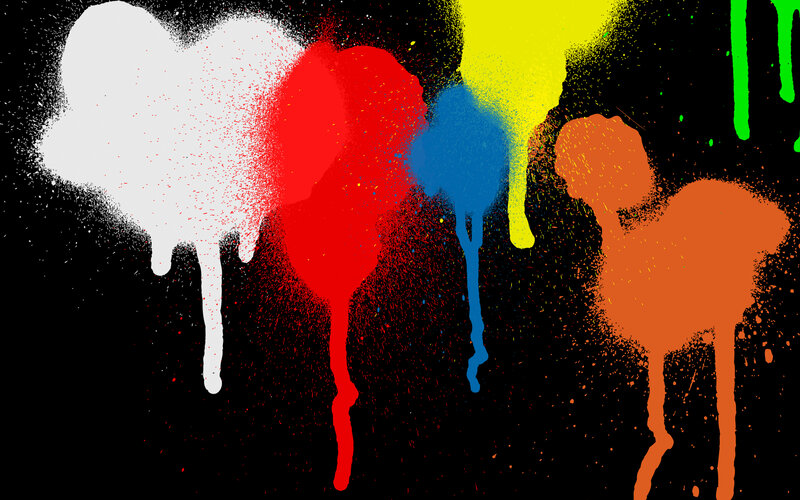 Colorful Paint Splatters — White, Vibrant, Digital Art