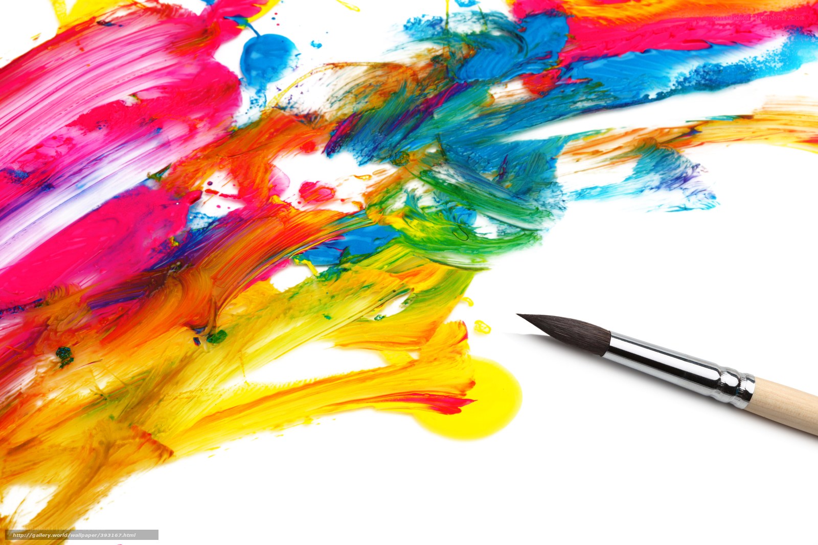 colorful paint splatters with brush