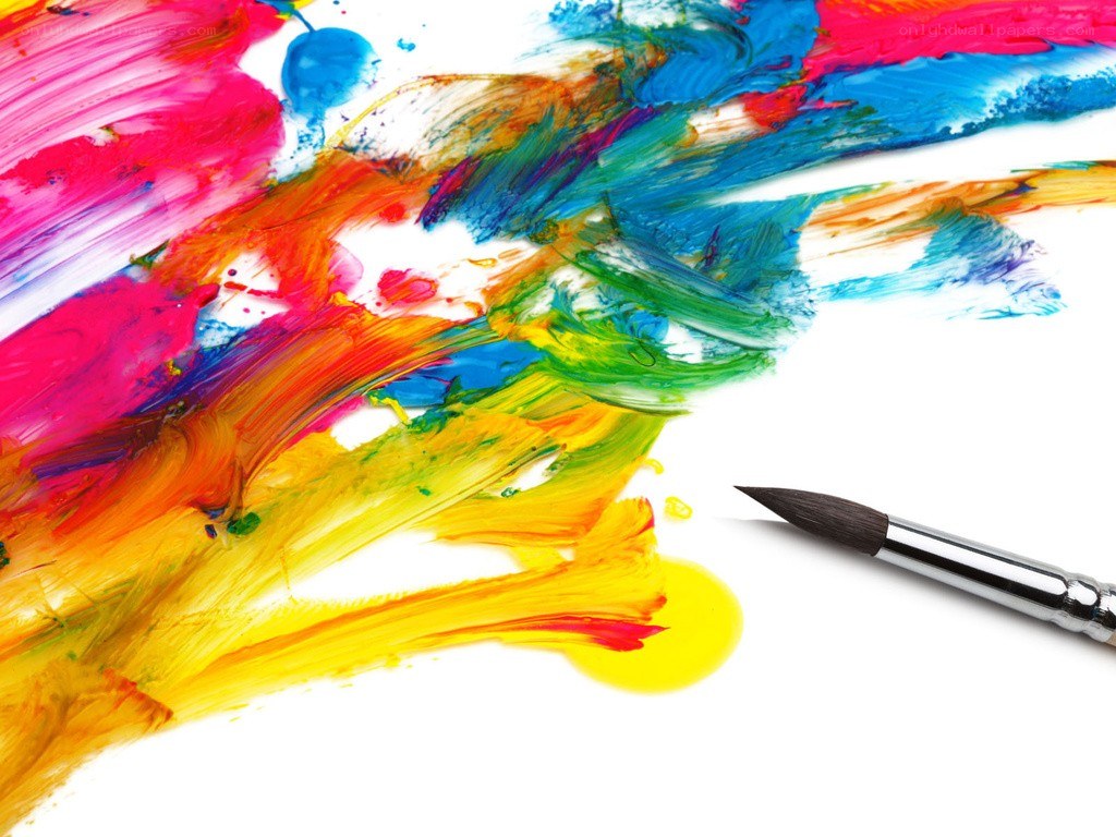 Colorful paint strokes with brush