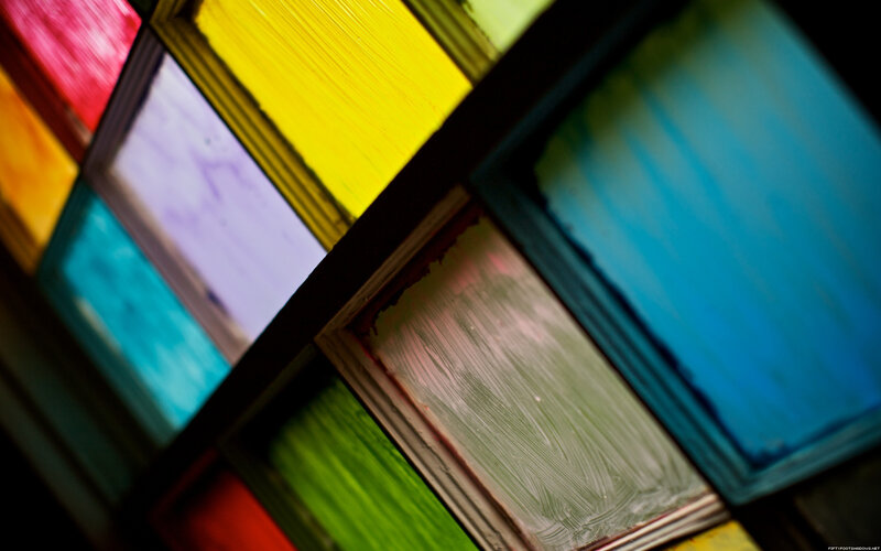 Colorful paint swatches in a grid