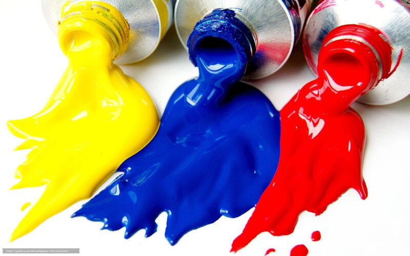 Colorful paint tubes spilling