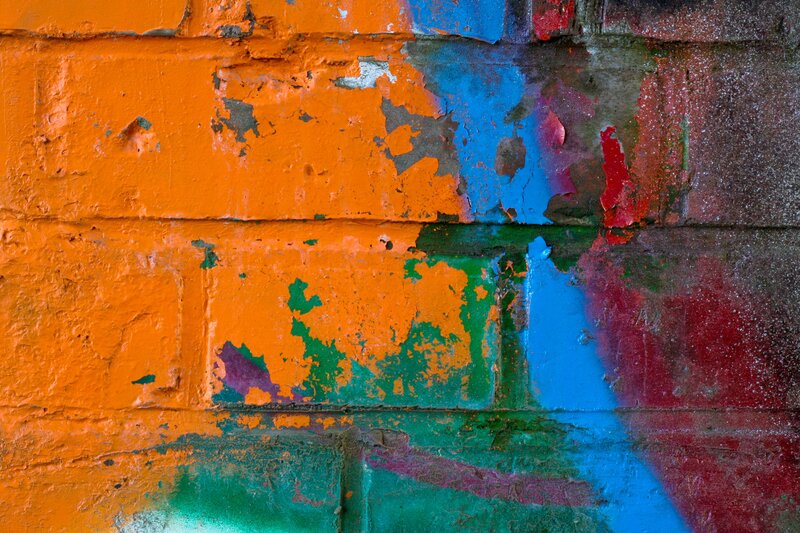 Colorful Painted Brick Wall