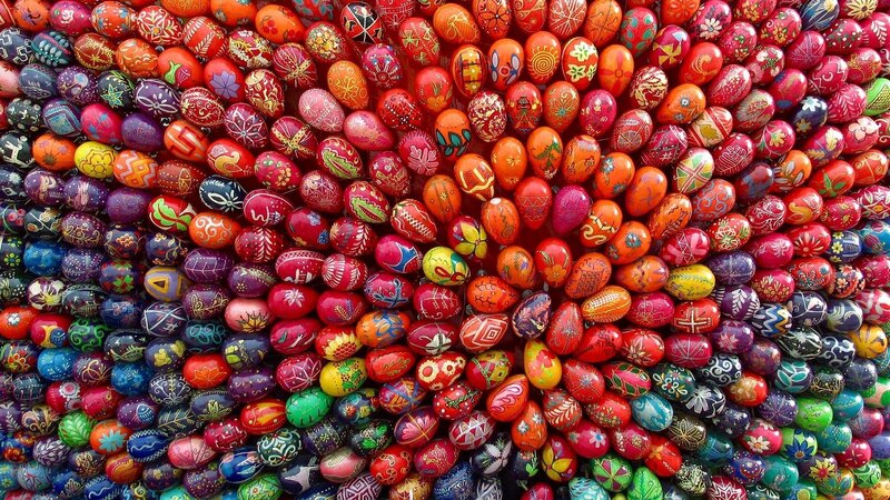 Colorful painted Easter eggs