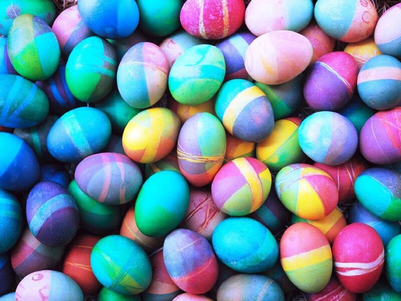 Colorful Painted Eggs — Blue, Festive, Photograph