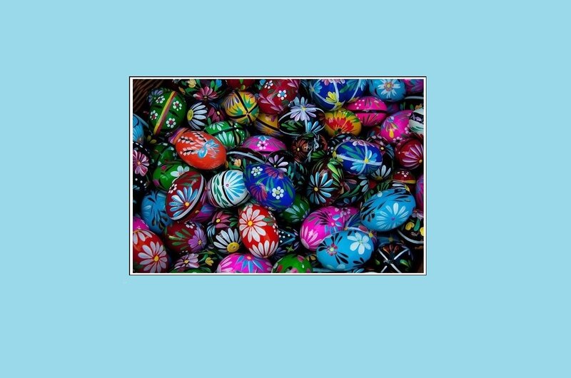 Colorful Painted Eggs — Blue, Vibrant