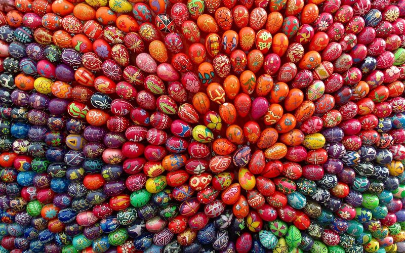 Colorful Painted Eggs — Red, Vibrant