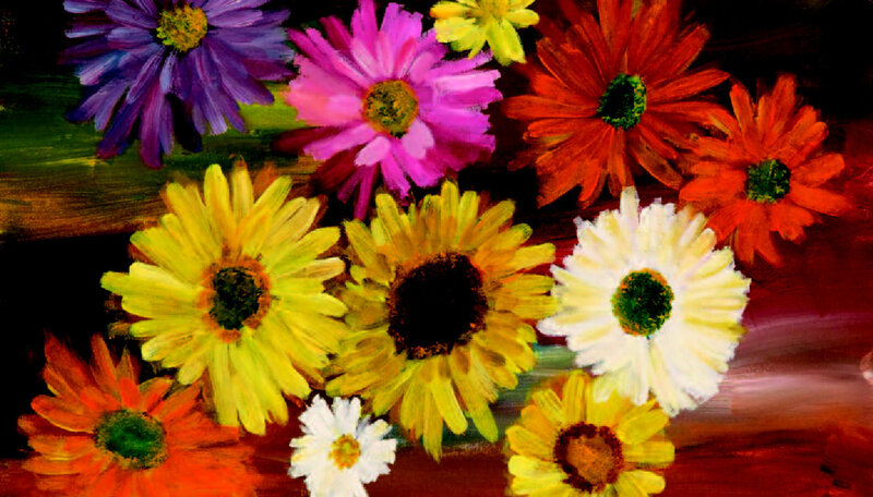 Colorful Painted Flowers — Yellow