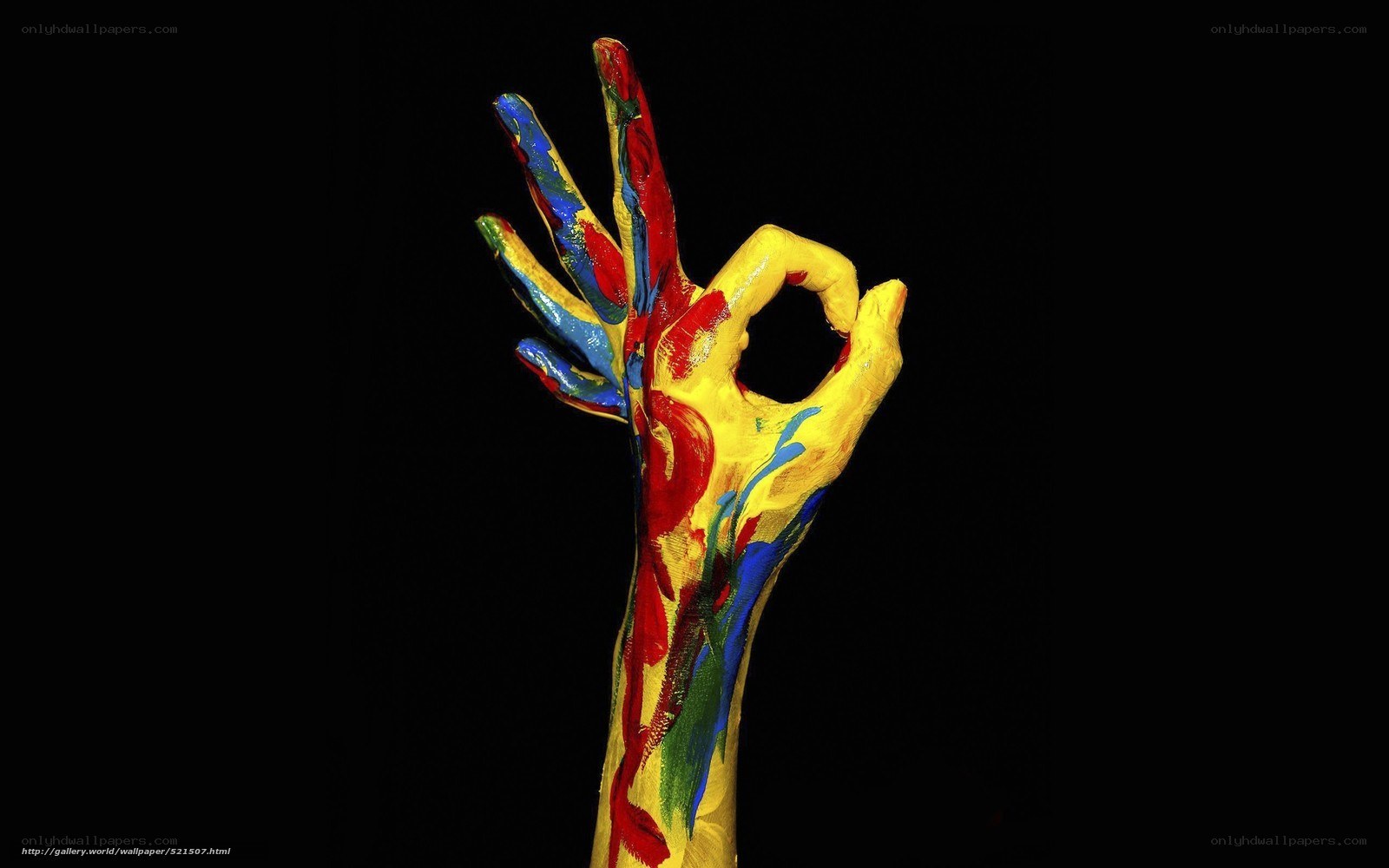 colorful painted hand gesture