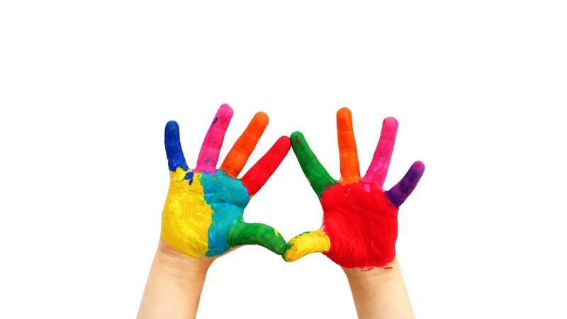 Colorful Painted Hands — Yellow, Playful