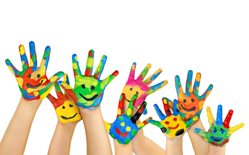 Colorful Painted Hands — Yellow