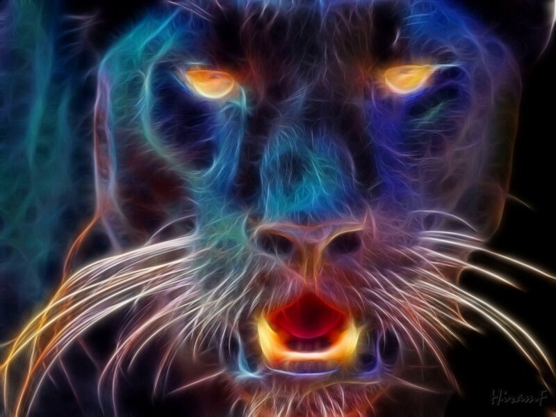 colorful panther digital art