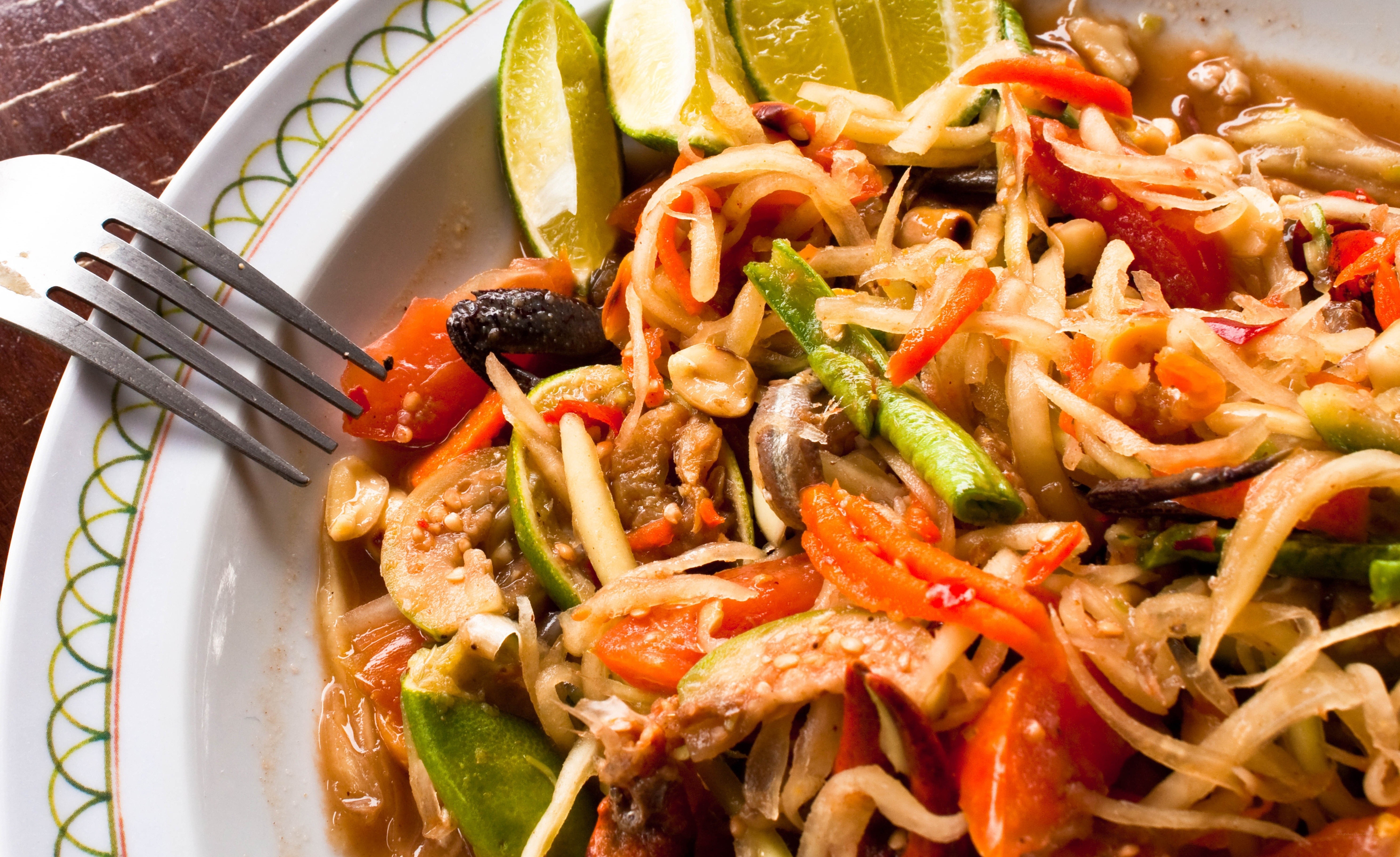 colorful papaya salad with lime