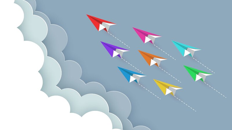 Colorful Paper Airplanes — Blue