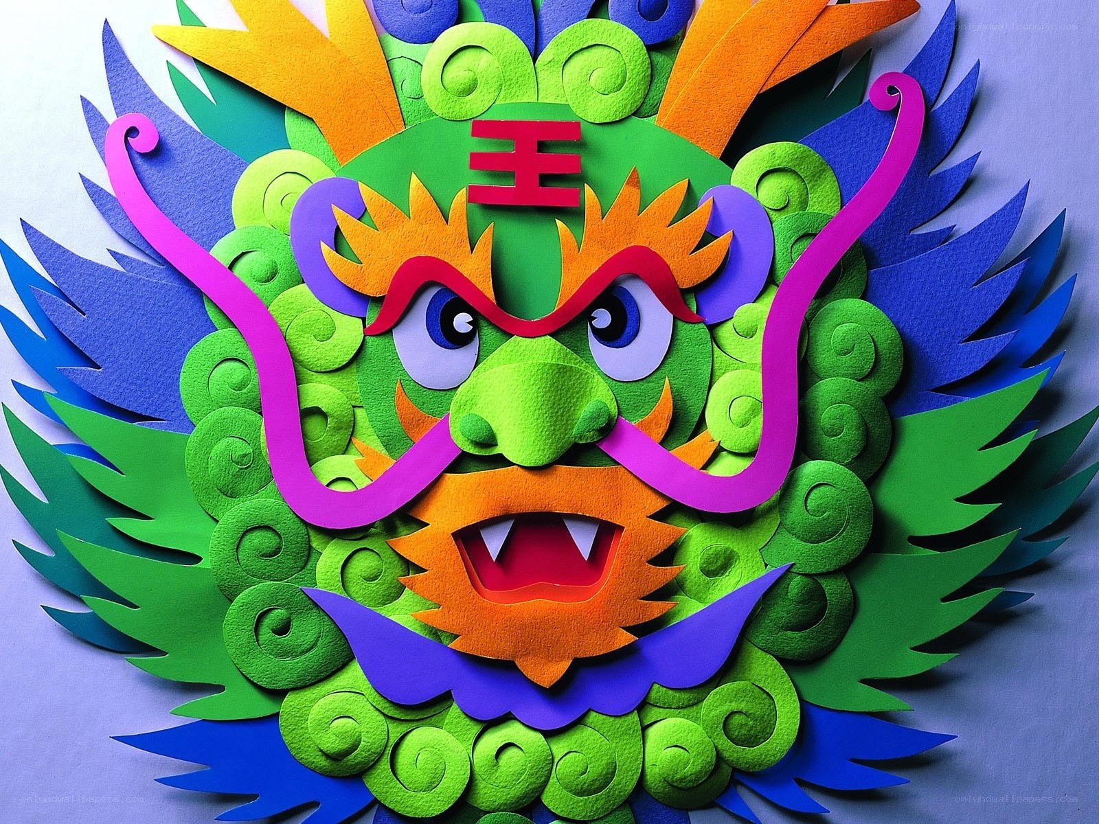 Colorful paper dragon mask