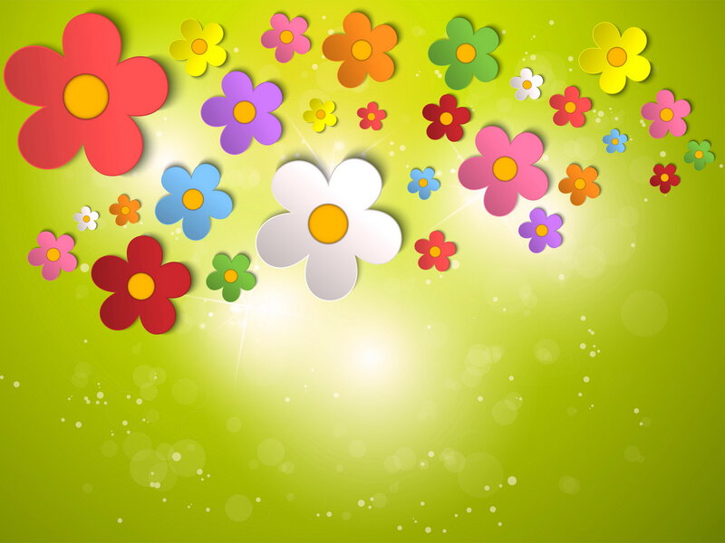 Colorful Paper Flowers — Green, Cheerful