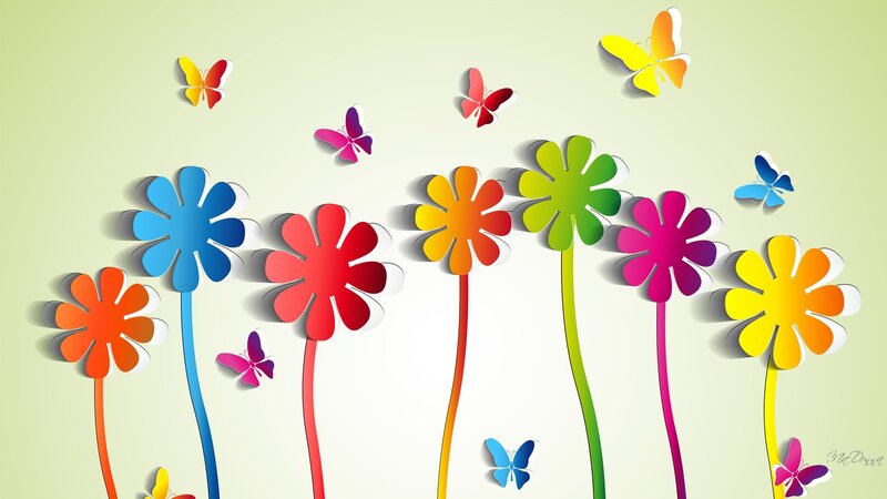 Colorful Paper Flowers — Green