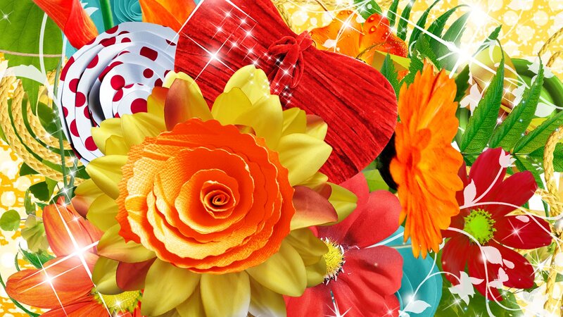 Colorful Paper Flowers — Red, Festive