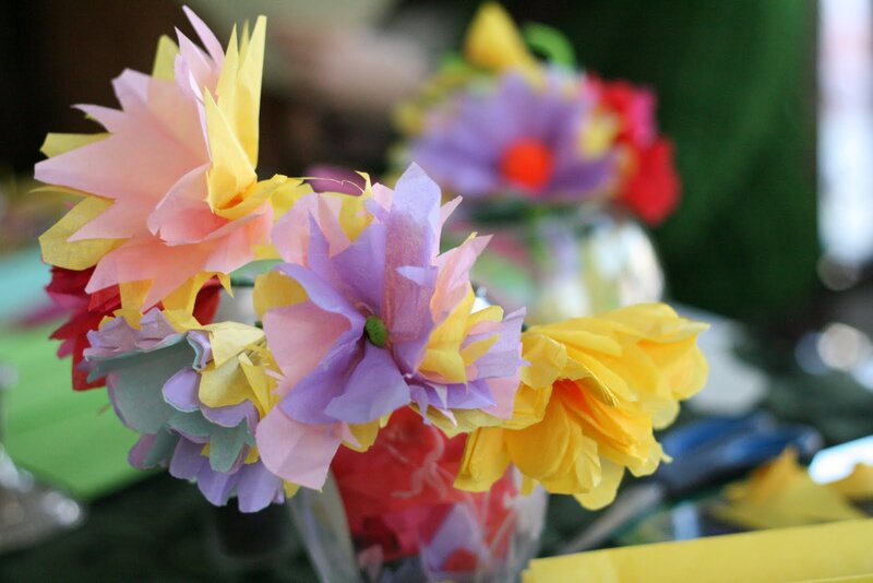 Colorful Paper Flowers — Yellow, Festive