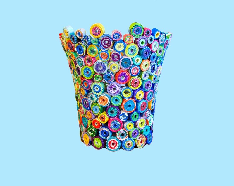 Colorful Paper Roll Vase