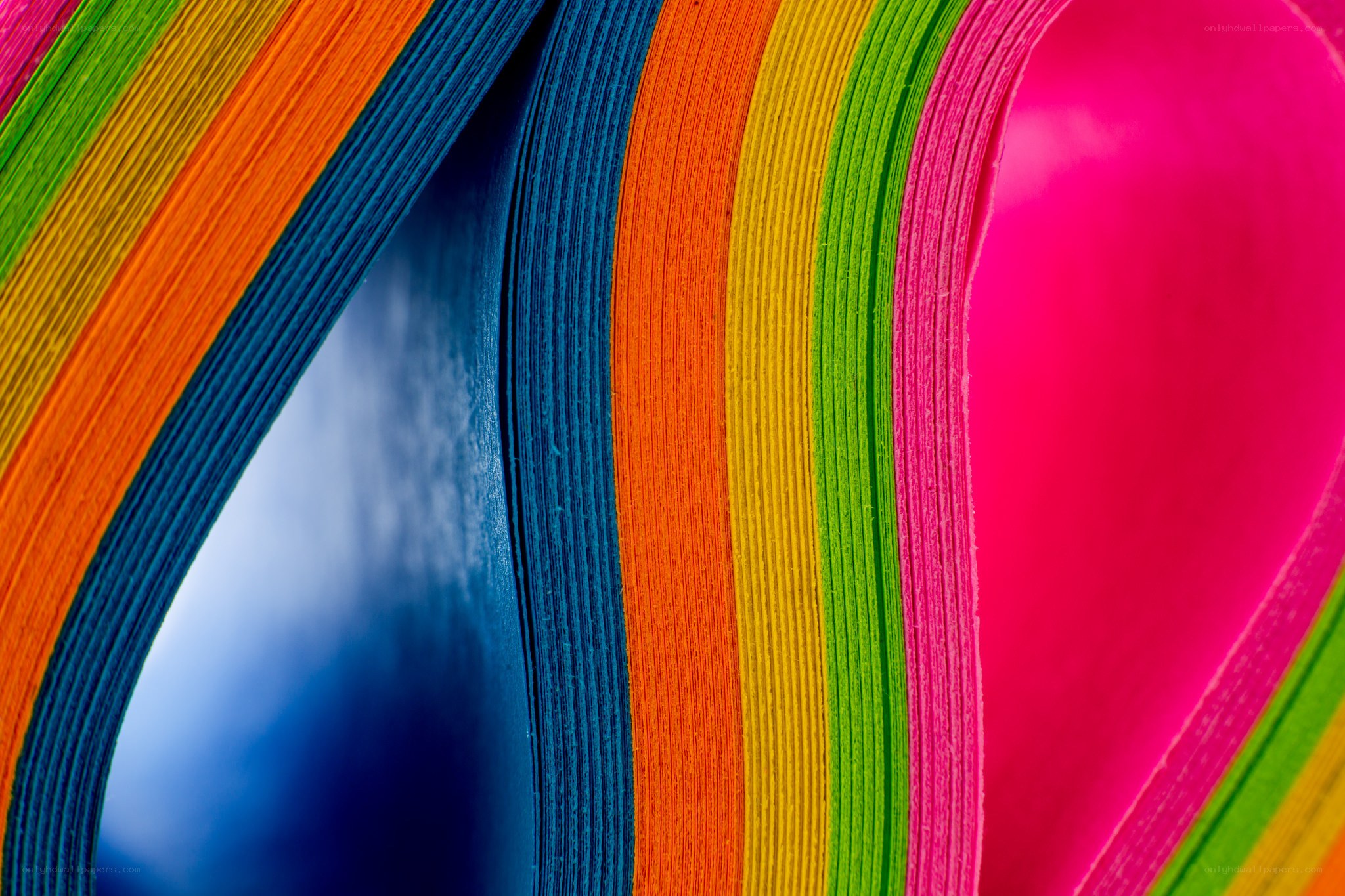 Colorful paper stack close-up