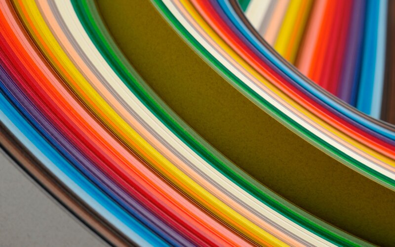 Colorful paper strips in a spiral