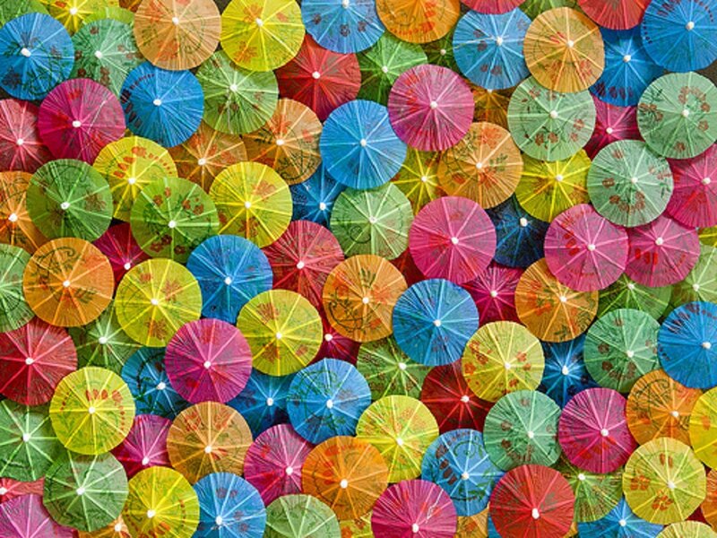 Colorful Paper Umbrellas — Blue, Vibrant