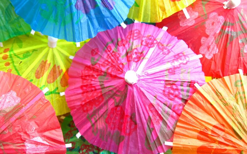Colorful Paper Umbrellas — Pink