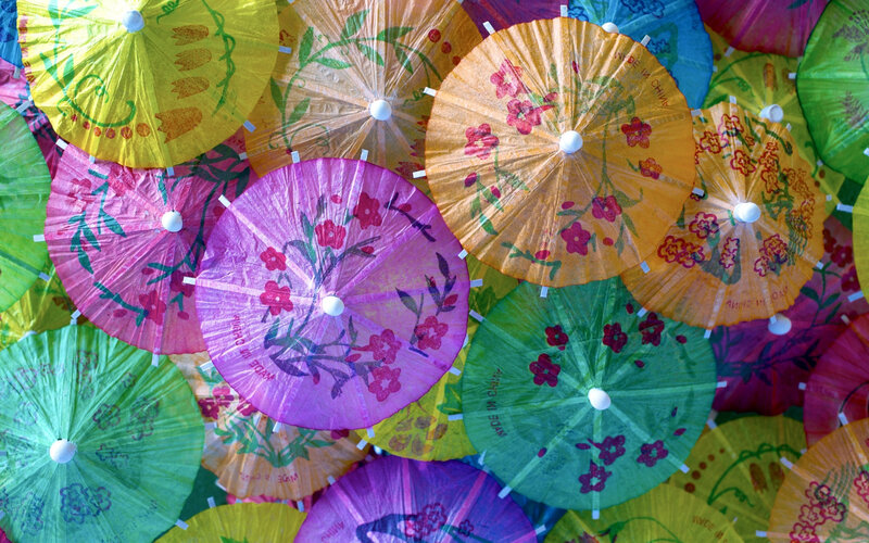 Colorful Paper Umbrellas — Pink, Vibrant