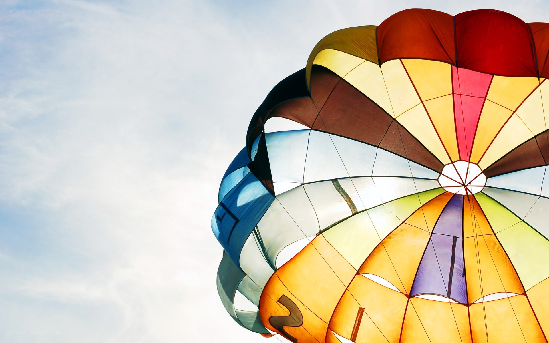 Colorful parachute in the sky