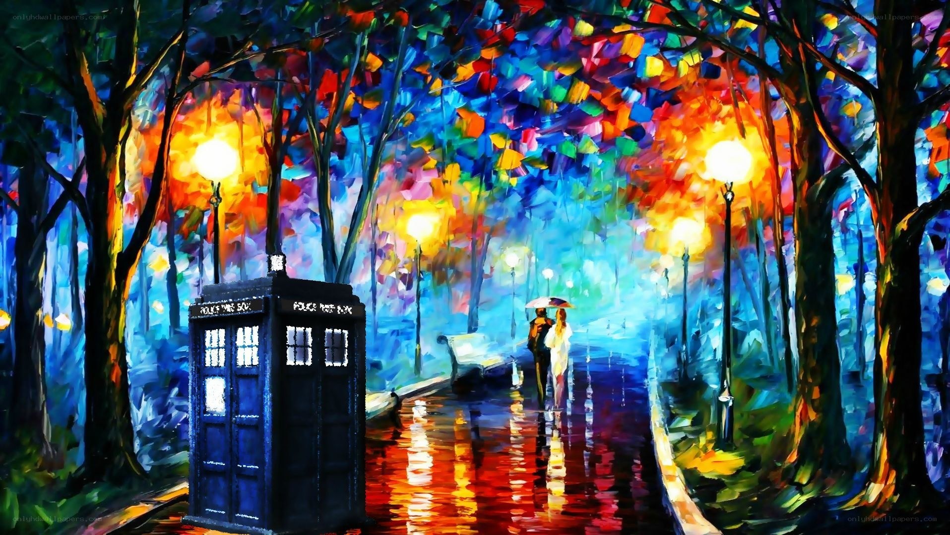 Colorful park with TARDIS