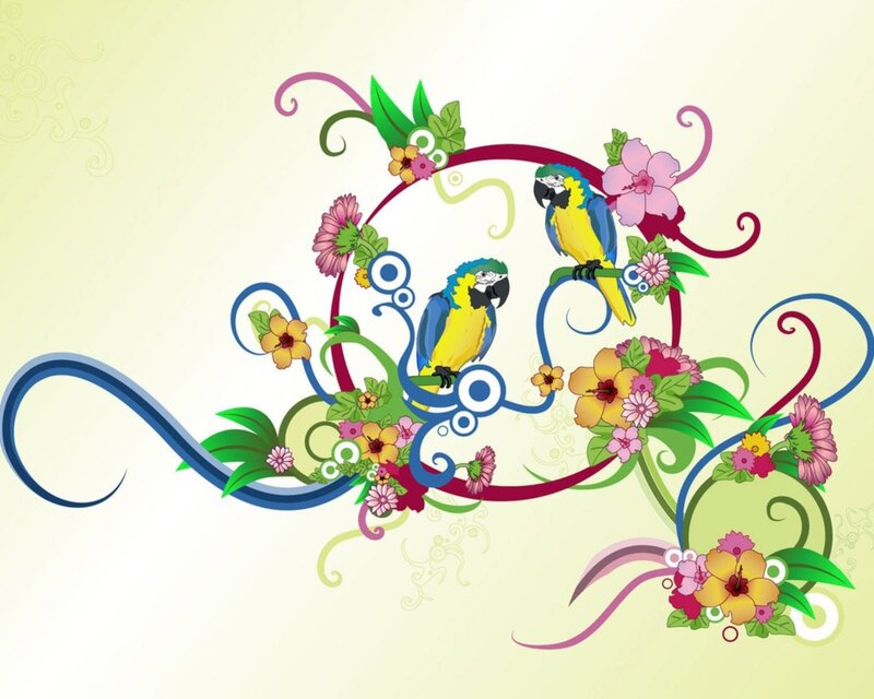 colorful parrot floral design