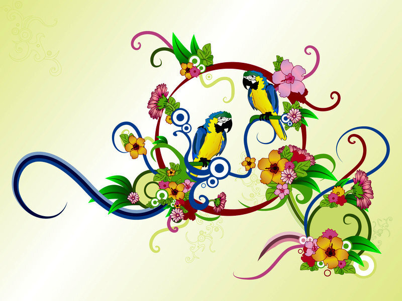 colorful parrot floral design