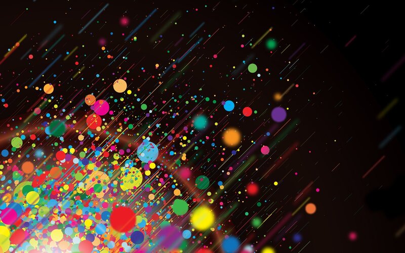 Colorful Particles and Lines — Black, Dynamic, Abstract, Circles