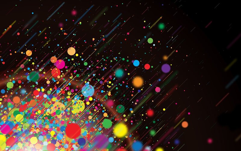 Colorful Particles and Lines — Black, Dynamic, Abstract, Dots