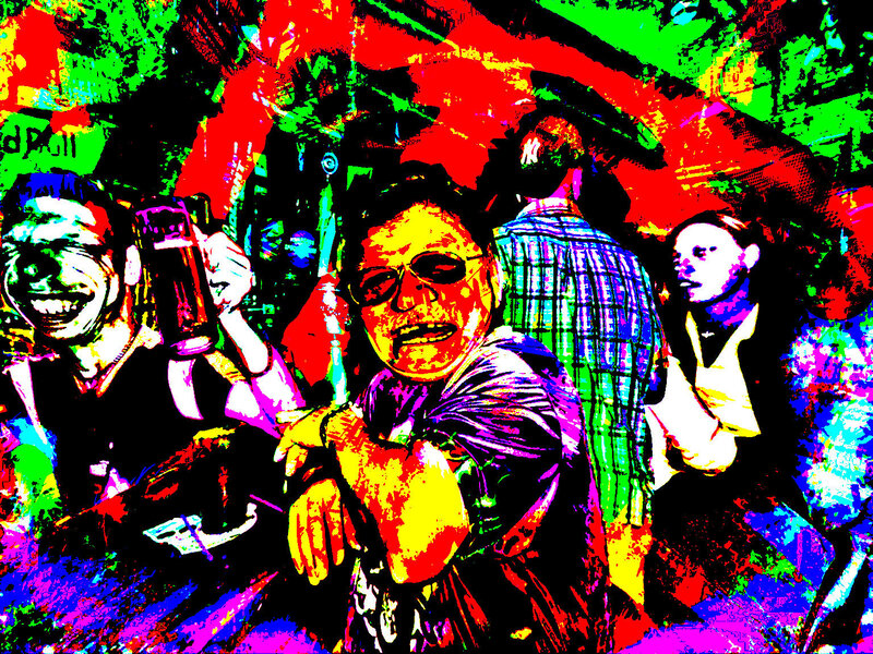 colorful party crowd