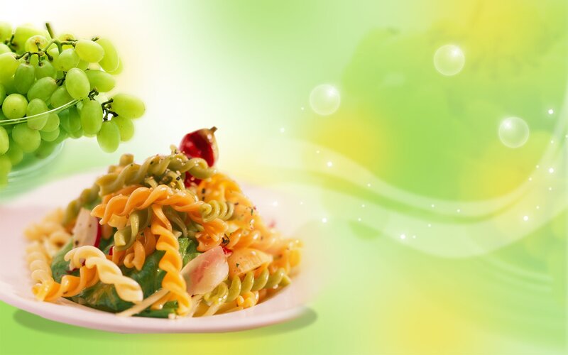 colorful pasta salad with grapes