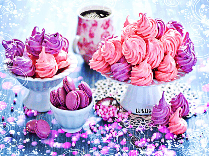 Colorful Pastries and Coffee