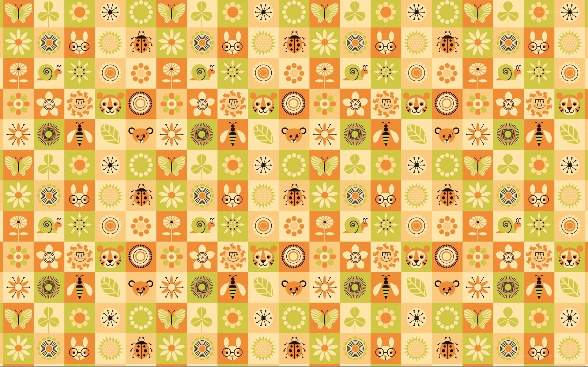 colorful pattern with animals and flowers