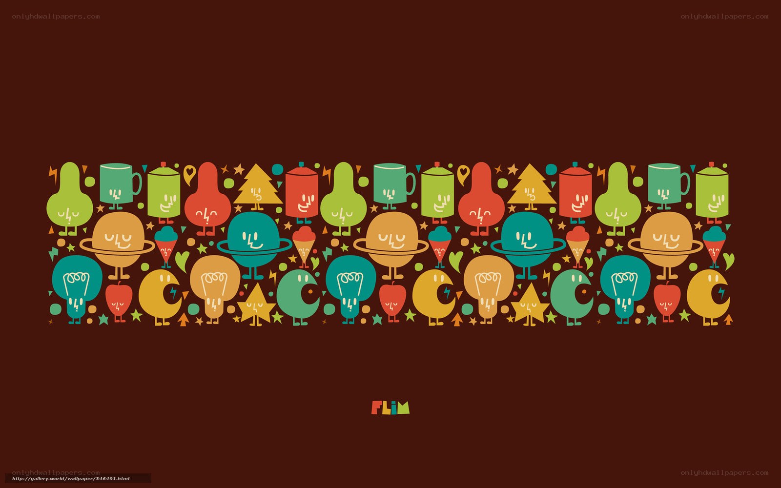 colorful pattern with cartoon objects