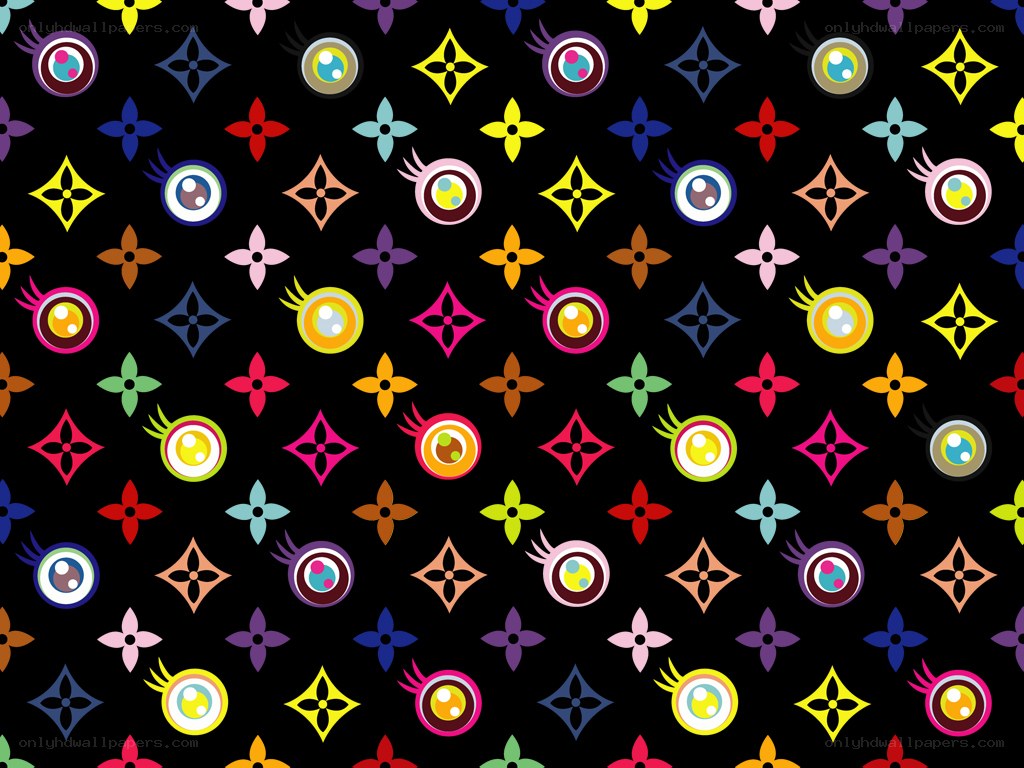 colorful pattern with eyes and flowers