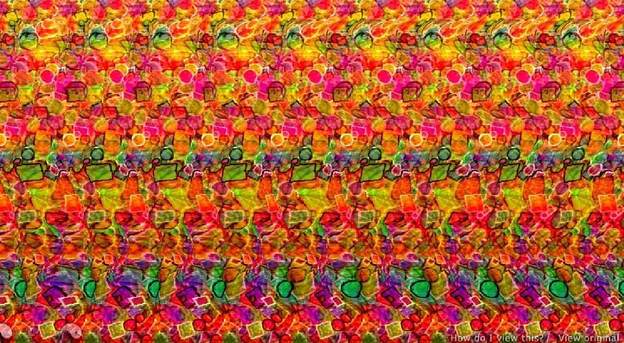 colorful pattern with hidden figures