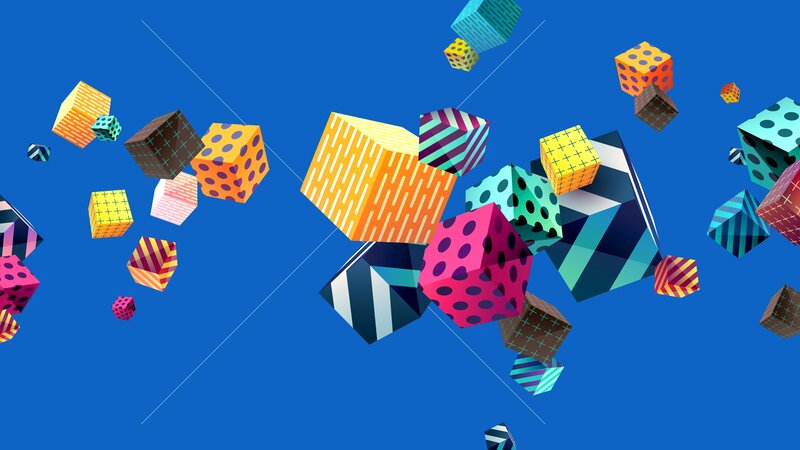 Colorful Patterned Cubes — Blue