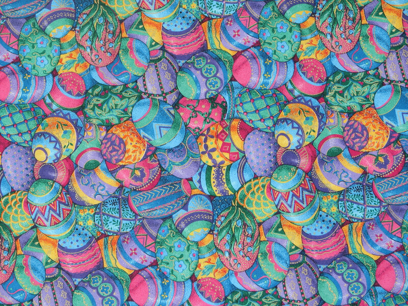 Colorful Patterned Eggs — Blue, Festive
