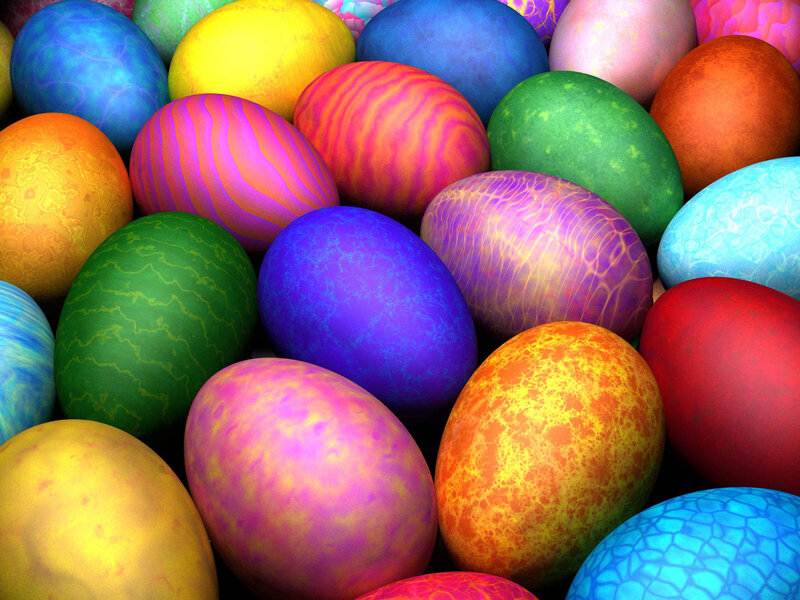 Colorful Patterned Eggs — Blue, Vibrant, 3d Render