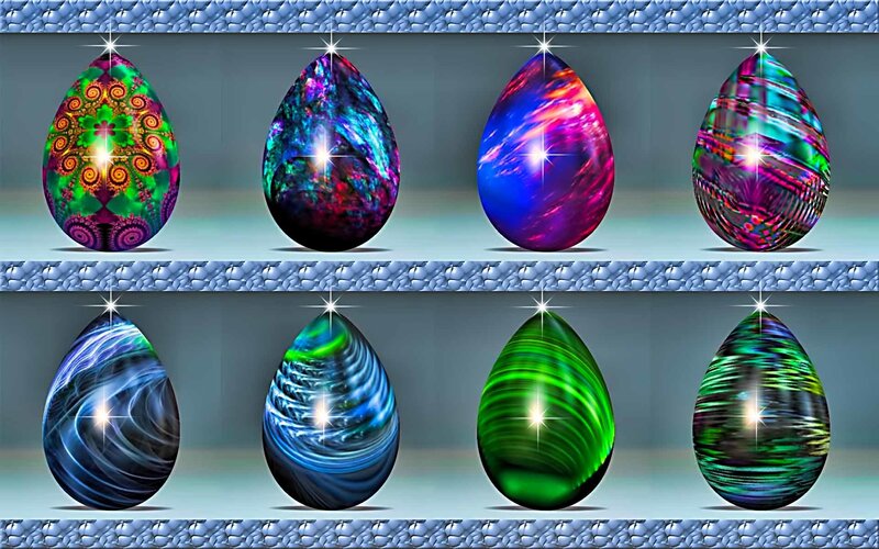 Colorful Patterned Eggs — Green, Fantastical