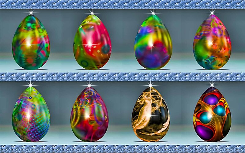 Colorful Patterned Eggs — Green