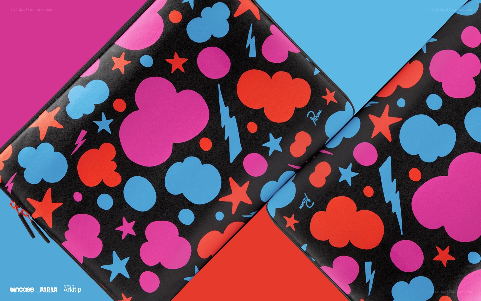 colorful patterned pouches
